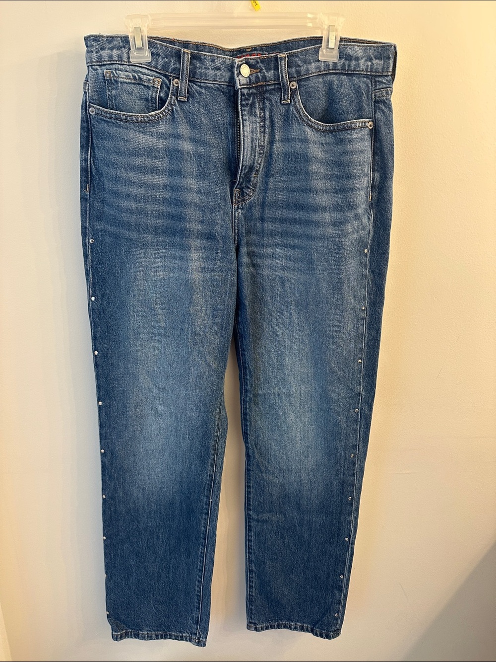 Lucky Brand Women’s Zoe High Rise Straight Leg Blue Denim Jeans with Side Studs